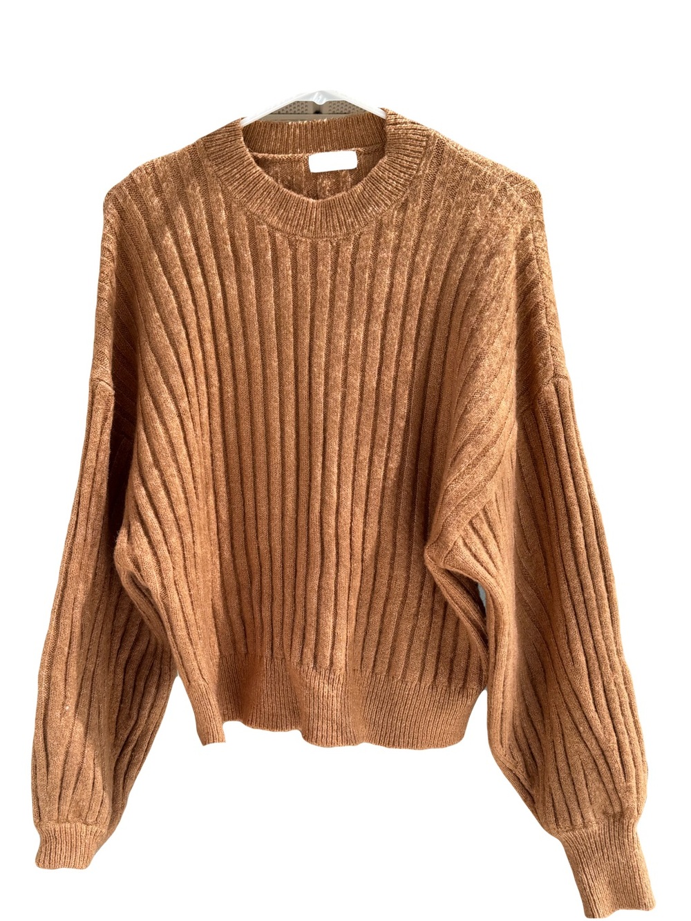 Sophie Rue Ribbed Crewneck Sweater - Camel Brown